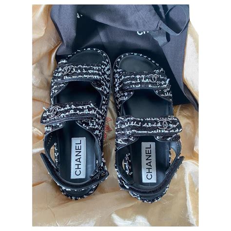 fake chanel dad sandals|chanel dad sandals tweed.